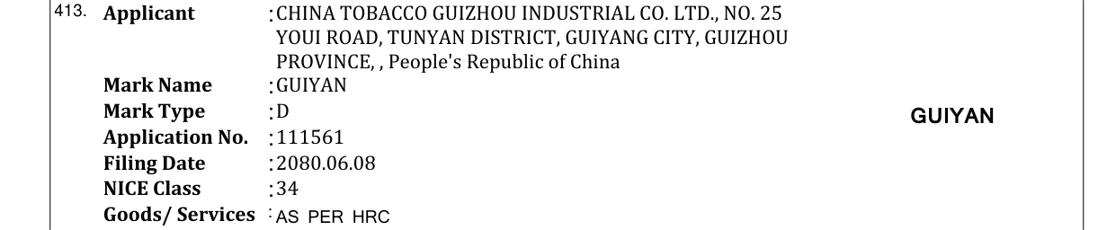 Original bulletin entry for GUIYAN