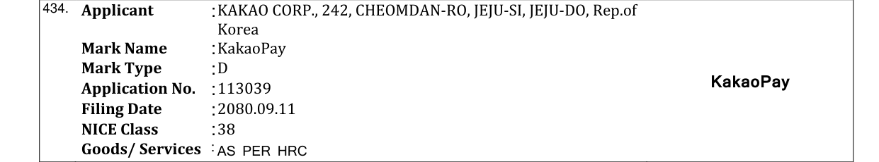 Original bulletin entry for KakaoPay