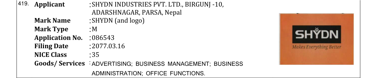 Original bulletin entry for SHYDN (and logo)