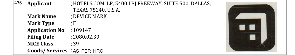 Original bulletin entry for DEVICE MARK
