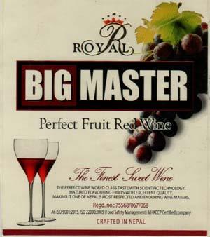 ROYAL BIG MASTER PERFECT FRUIT RED WINE (and logo) trademark logo