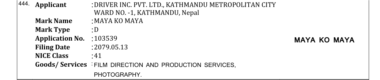 Original bulletin entry for MAYA KO MAYA