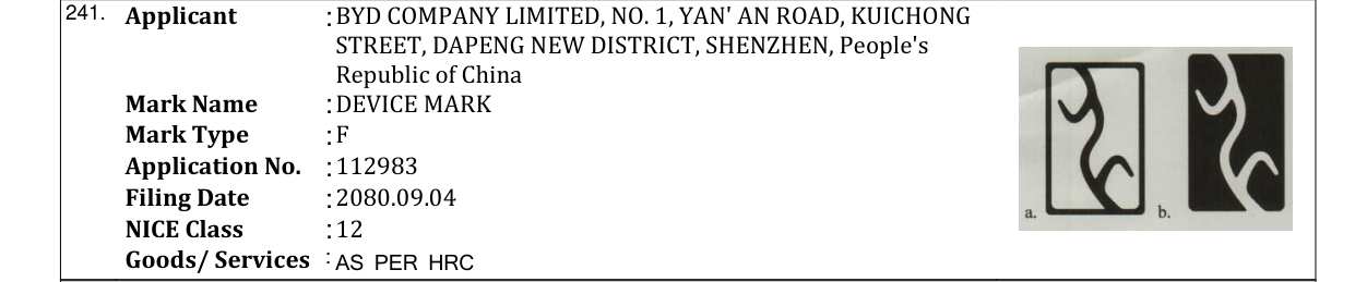 Original bulletin entry for DEVICE MARK