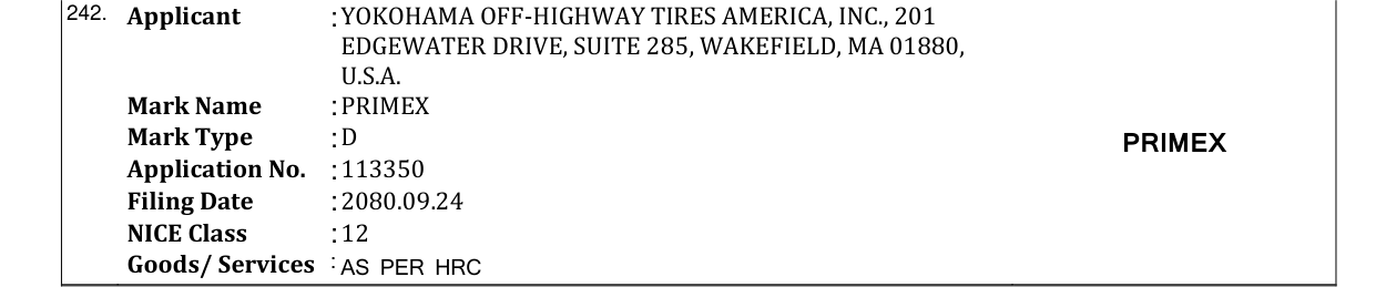 Original bulletin entry for PRIMEX