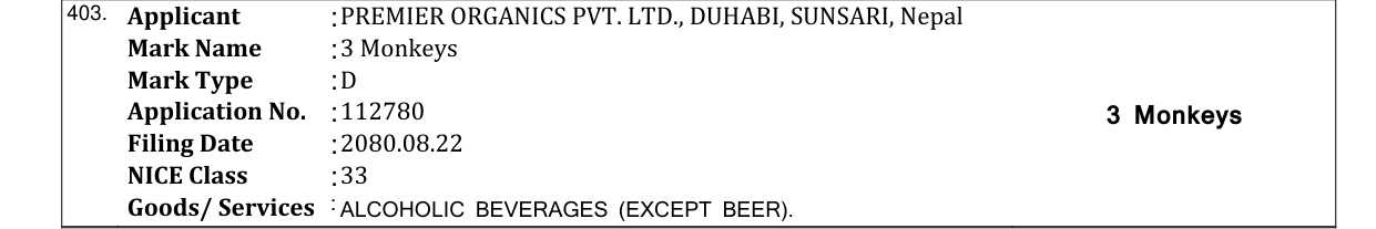 Original bulletin entry for 3 Monkeys
