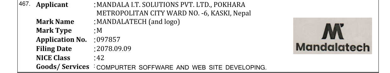 Original bulletin entry for MANDALATECH (and logo)