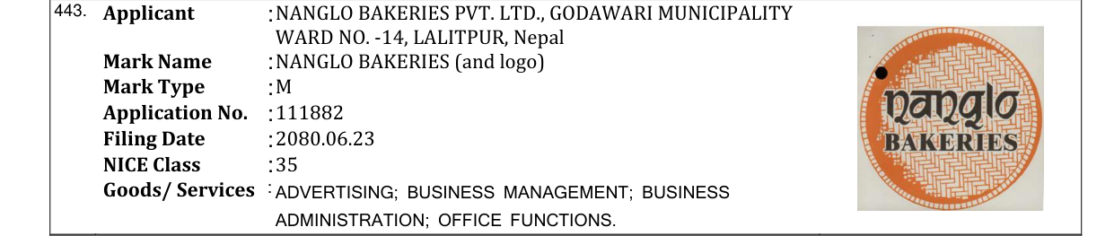 Original bulletin entry for NANGLO BAKERIES (and logo)