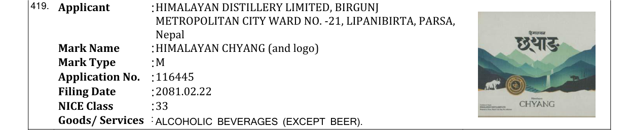Original bulletin entry for HIMALAYAN CHYANG (and logo)