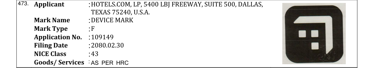 Original bulletin entry for DEVICE MARK