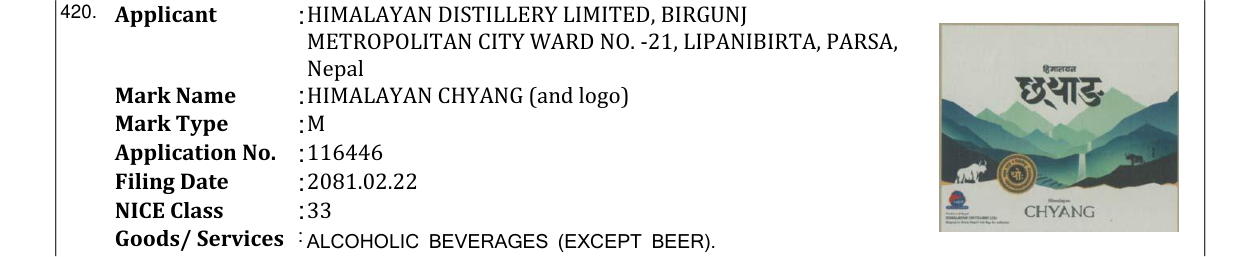 Original bulletin entry for HIMALAYAN CHYANG (and logo)