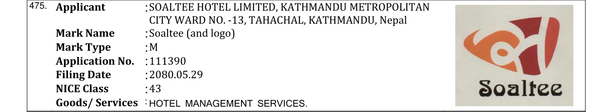 Original bulletin entry for Soaltee (and logo)