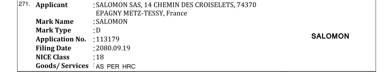 Original bulletin entry for SALOMON
