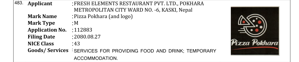 Original bulletin entry for Pizza Pokhara (and logo)