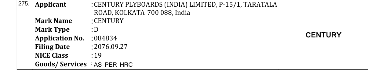 Original bulletin entry for CENTURY