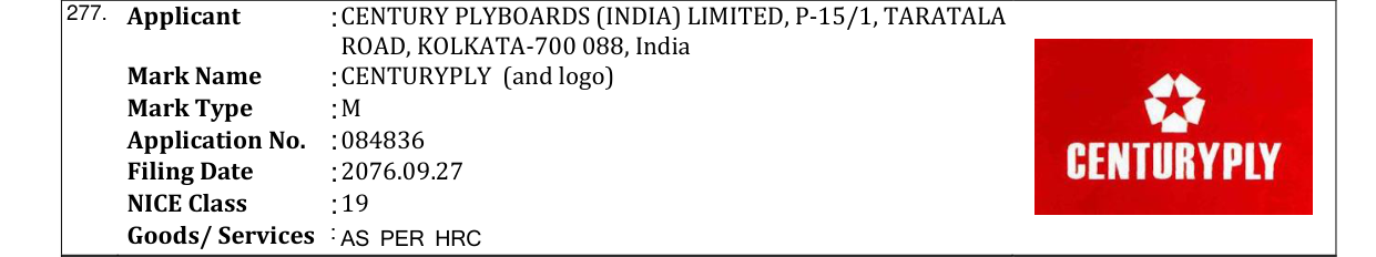Original bulletin entry for CENTURYPLY (and logo)