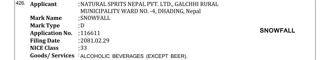 Original bulletin entry for SNOWFALL