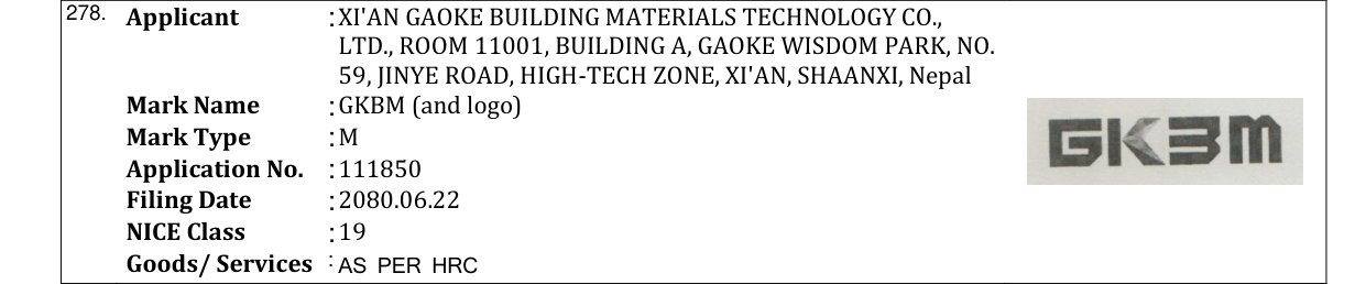 Original bulletin entry for GKBM (and logo)