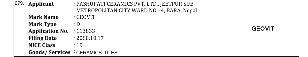 Original bulletin entry for GEOVIT