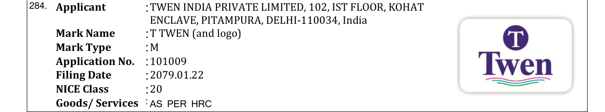 Original bulletin entry for T TWEN (and logo)