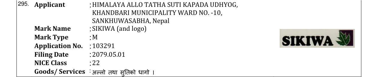 Original bulletin entry for SIKIWA (and logo)