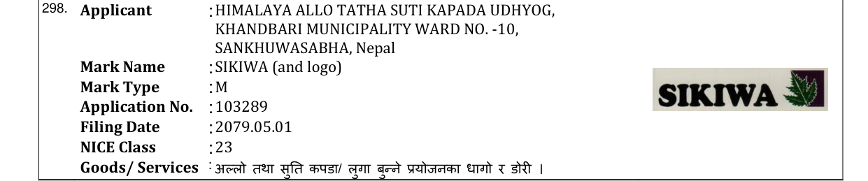 Original bulletin entry for SIKIWA (and logo)