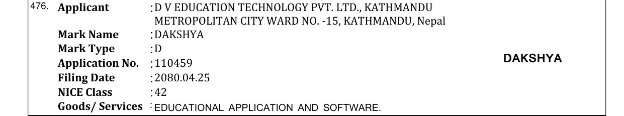 Original bulletin entry for DAKSHYA