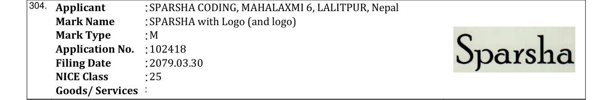 Original bulletin entry for SPARSHA with Logo (and logo)