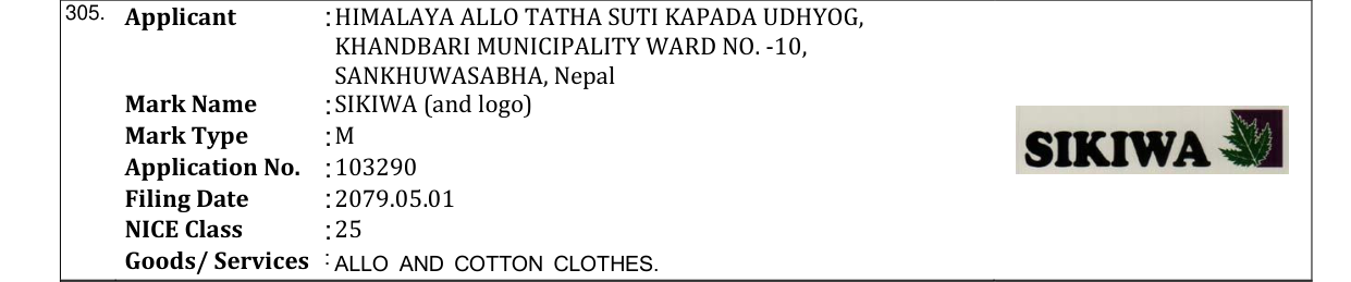 Original bulletin entry for SIKIWA (and logo)