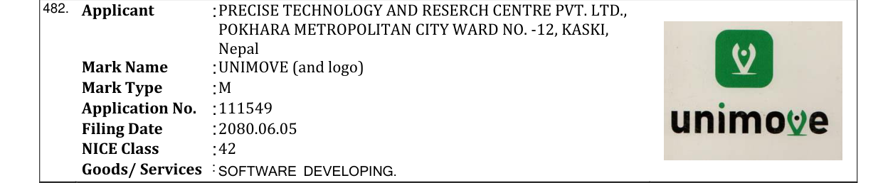 Original bulletin entry for UNIMOVE (and logo)