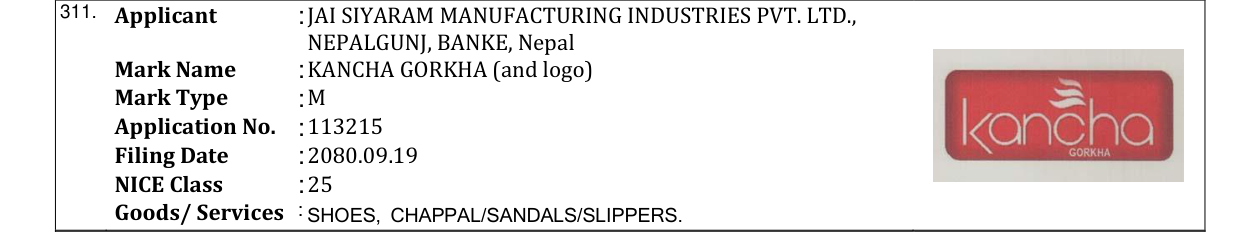 Original bulletin entry for KANCHA GORKHA (and logo)