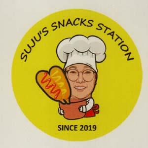 SUJU'S SNACKS STATION (and logo) trademark logo
