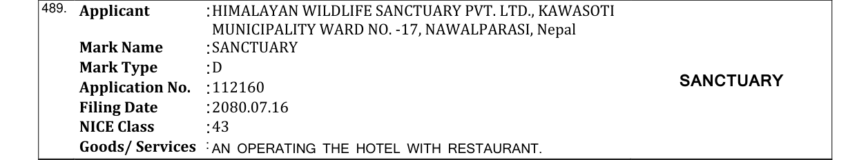 Original bulletin entry for SANCTUARY