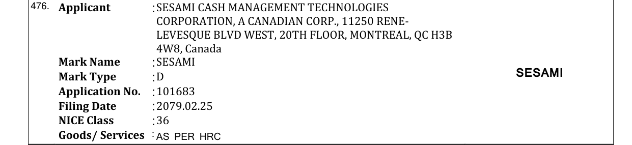 Original bulletin entry for SESAMI