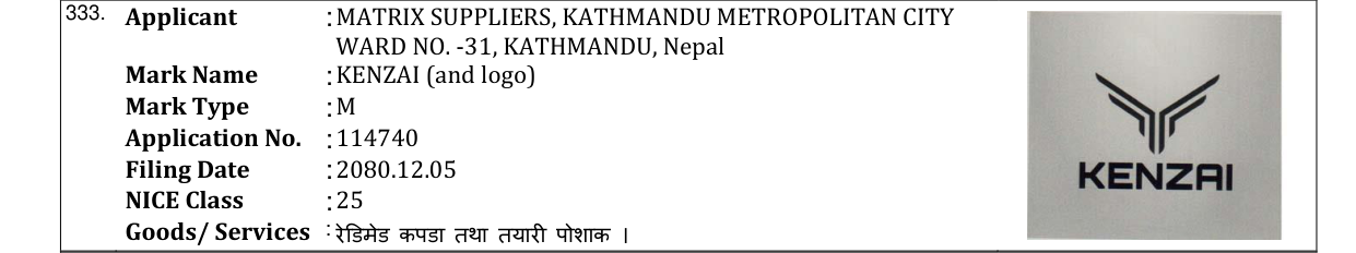 Original bulletin entry for KENZAI (and logo)