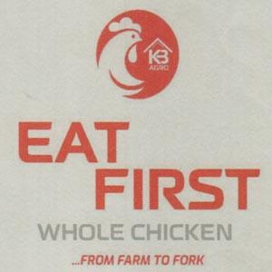 EAT FIRST WHOLE CHICKEN (and logo) trademark logo