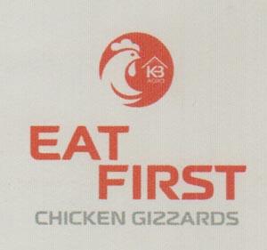 EAT FIRST CHICKEN GIZZARDS (and logo) trademark logo