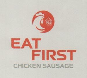 EAT FIRST SAUSAGE (and logo) trademark logo