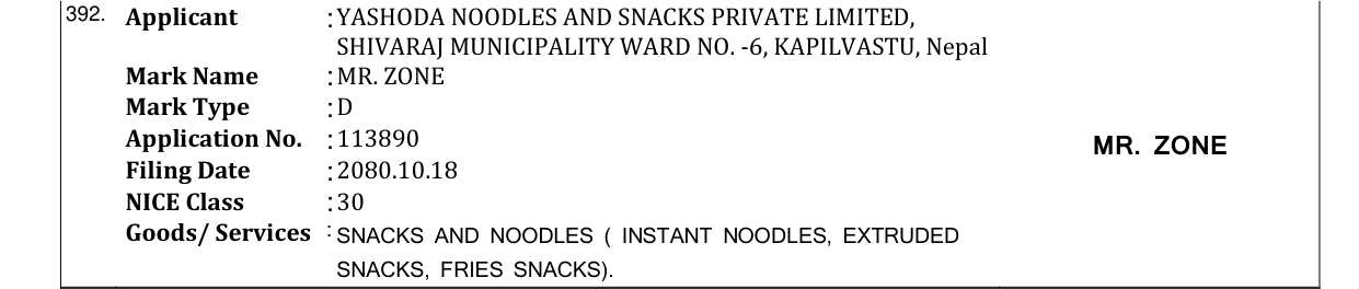 Original bulletin entry for MR. ZONE