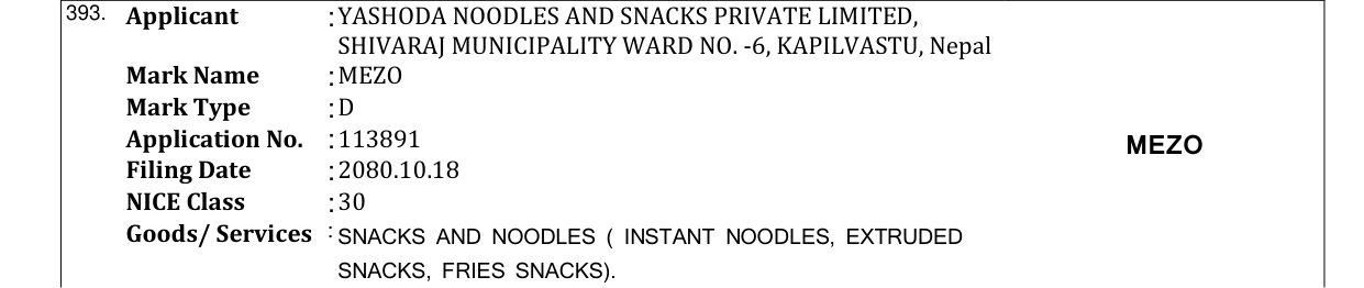 Original bulletin entry for MEZO