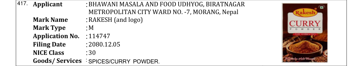 Original bulletin entry for RAKESH (and logo)