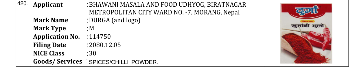 Original bulletin entry for DURGA (and logo)