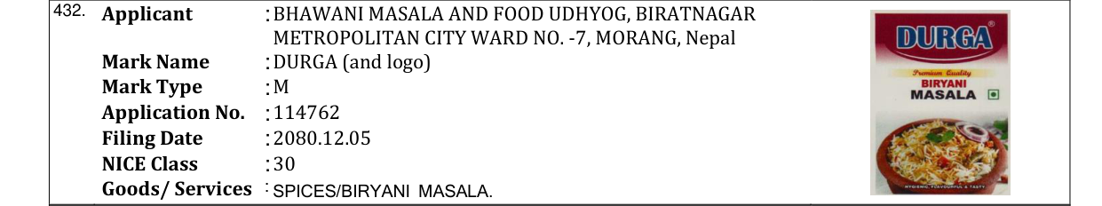 Original bulletin entry for DURGA (and logo)