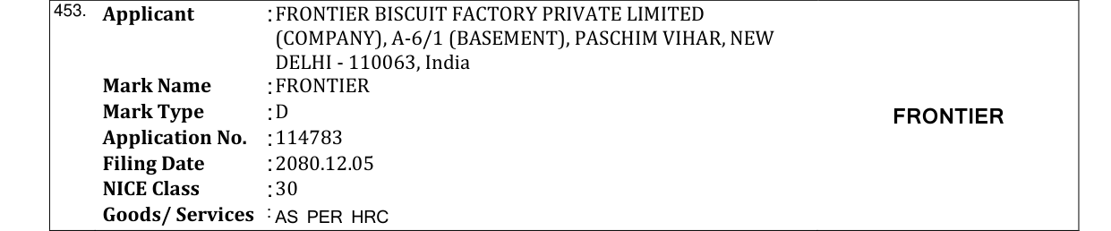 Original bulletin entry for FRONTIER
