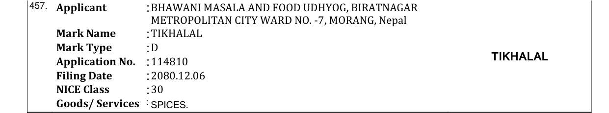Original bulletin entry for TIKHALAL