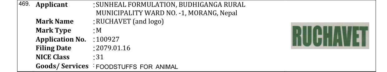 Original bulletin entry for RUCHAVET (and logo)