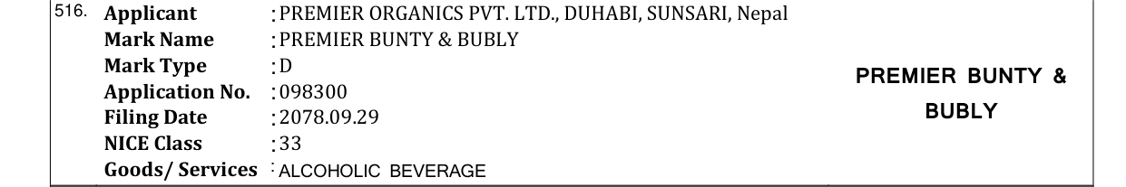Original bulletin entry for PREMIER BUNTY & BUBLY