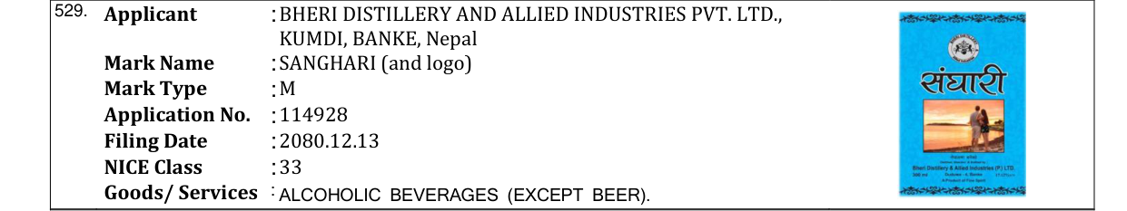 Original bulletin entry for SANGHARI (and logo)