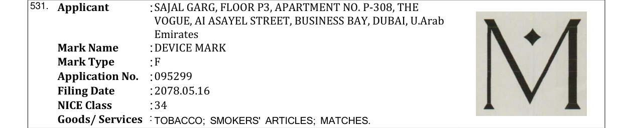 Original bulletin entry for DEVICE MARK
