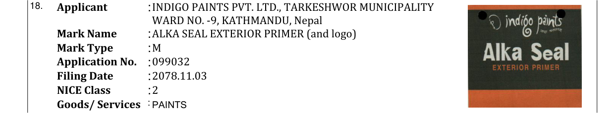 Original bulletin entry for ALKA SEAL EXTERIOR PRIMER (and logo)
