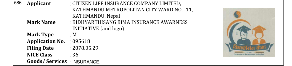 Original bulletin entry for BIDHYARTHISANG BIMA INSURANCE AWARNESS INITIATIVE (and logo)
